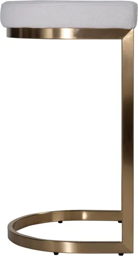 Vista 6 de Cortesi Home Elon Halfmoon - Taburete de mostrador en acero inoxidable dorado cepillado, tela suave marfil