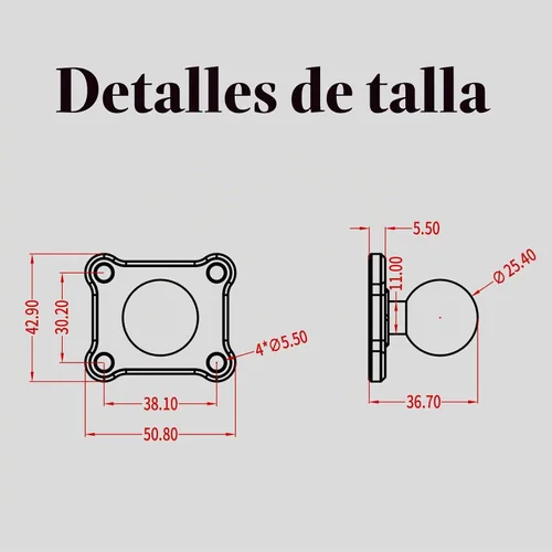 Vista 7 de BRCOVAN Base de montaje de bola de 1 pulgada con placa cuadrada AMPS de aleación de aluminio de 4 agujeros, compatible con soportes RAM tamaño B