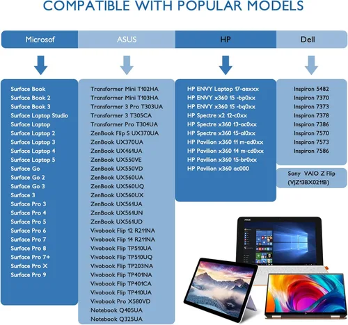 Vista 2 de Lápiz óptico para superficie, compatible con Microsoft Surface Pro X/9/8/7/6/5/4/3/Surface Laptop 5/4/3/2/1/go 3/2/1/Book 2/1/Studio, absorción