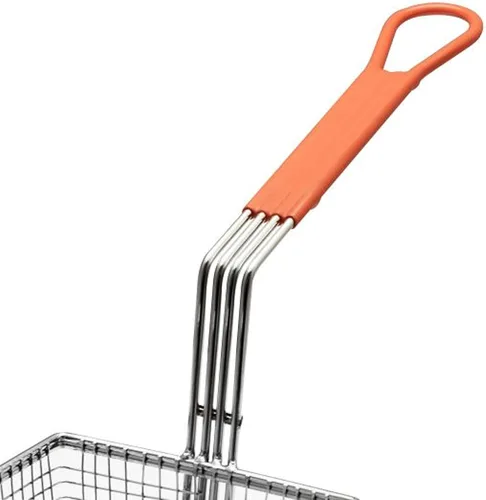 Vista 5 de TrueCraftware -Cesta rectangular de 12-1/8 x 6-1/4 x 5-1/4 pulgadas con gancho, hierro chapado en níquel resistente con mango recubierto de naranja