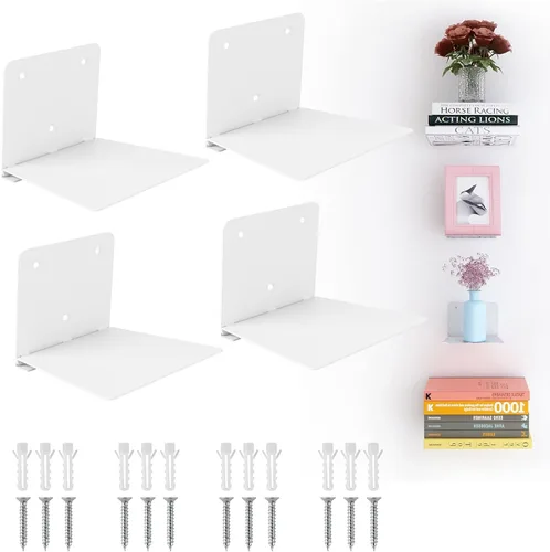 Vista 9 de Estantería flotante de libros FENTEC para pared, estantería flotante invisible montada en la pared, estanterías colgantes resistentes, estante