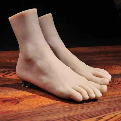 Vista 5 de Pies de silicona, 1 par de maniquí masculino de silicona, pie de silicona con pantalla de hueso, sandalia para zapatos, calcetín, exhibición, arte