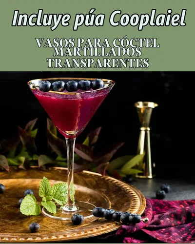 Vista 6 de Sisterly Drinkware - Juego de 2 vasos de Martini martillados transparentes – Vasos de cóctel hechos a mano con borde dorado con 2 púas chapadas