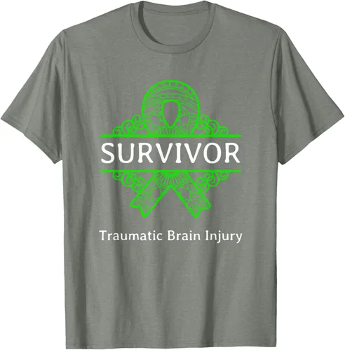 Vista 32 de Camiseta de concientización traumática con cinta verde para supervivientes de lesiones cerebrales, Negro, S
