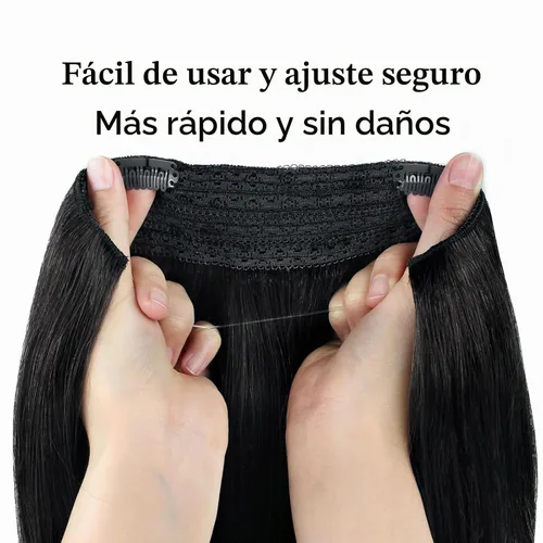 Vista 7 de Sassina Extensiones de Cabello con Alambre Invisible Cabello Humano Real con Alambre Transparente Tamaño Ajustable Clips Seguros Naturales Liso