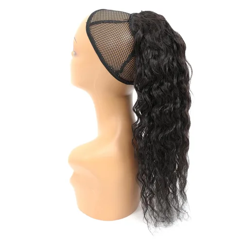 Vista 6 de Extensiones de cola de caballo de cabello humano lacio/rizado/rizado liso, color 1B, degradado 1B/30, cordón/cola de caballo envolvente