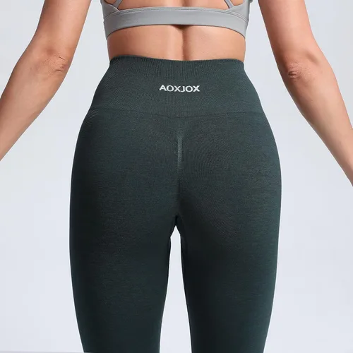 Vista 5 de Aoxjox Leggings sin costuras para mujer, control de abdomen, entrenamiento, gimnasio, fitness, deporte, pantalones de yoga activos