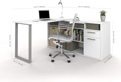 Vista 3 de Bestar Solay - Escritorio en forma de L, 60 W, color blanco