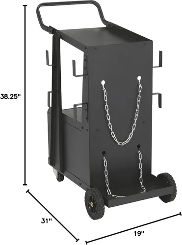 Vista 10 de Klutch Carro de soldadura de 2 niveles con gabinete de bloqueo, 31 pulgadas de largo x 19 pulgadas de ancho x 38-1/4 pulgadas de alto, capacidad
