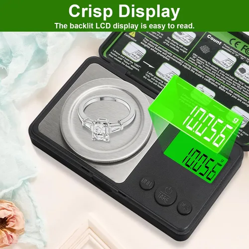 Vista 6 de Báscula digital de miligramo de 0.00 oz/1.76 oz, microbáscula portátil con pantalla, báscula de laboratorio de alta precisión para polvo
