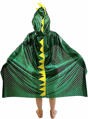Vista 3 de Capa de dinosaurio para niños y niñas, capa con capucha de dragón, disfraz de Halloween, Navidad, disfraces de cosplay