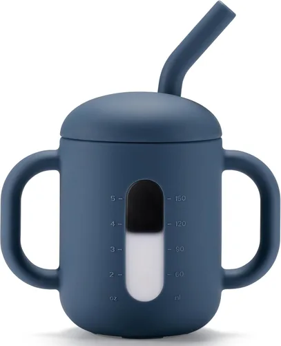 Vista 9 de CLYMENE Taza de entrenamiento de silicona con popote y asas, taza para beber para bebé, taza para beber agua para bebés y niños pequeños de 6 meses