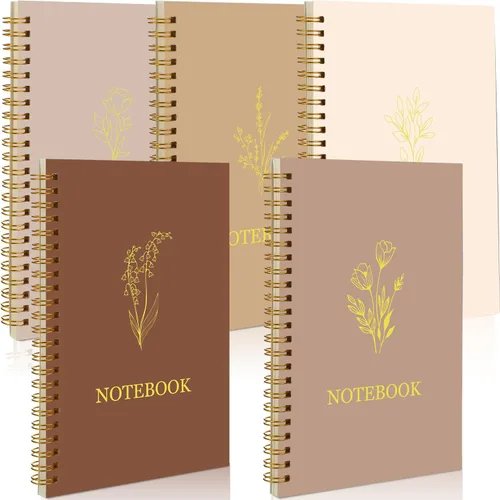 Vista 10 de Gueevin Paquete de 5 Cuadernos en Espiral Estéticos Suministros Escolares A5 Rayado Ancho 160 Páginas/80 Hojas Cuaderno Lindo para Trabajo