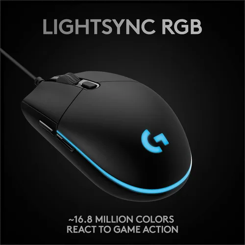 Vista 3 de Logitech Ratón para juegos con cable G Pro sensor Hero 16K 16000 DPI RGB ultra ligero 6 botones programables memoria a bordo construido para Esport