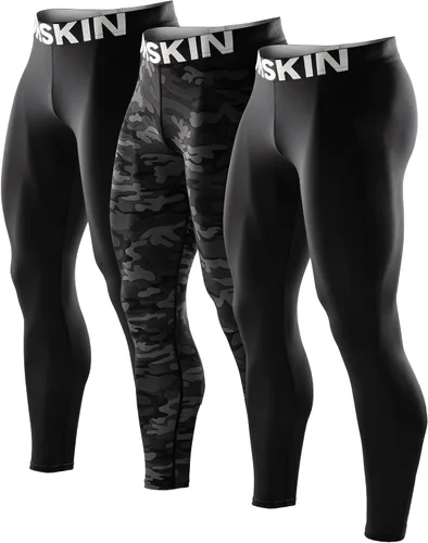 Vista 13 de DRSKIN Men’s Compression Pants (5/4/3 Pack) Quick Dry Tights Leggings Sports Baselayer Running Gym Workout Negro