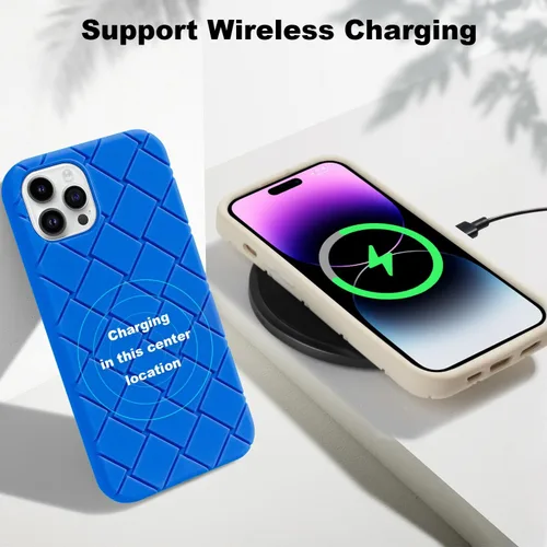 Vista 6 de bicol Funda para iPhone 13 Pro Max con bonito diseño de celosía de rejilla, protector de pantalla de cristal, ajuste delgado, suave, a prueba