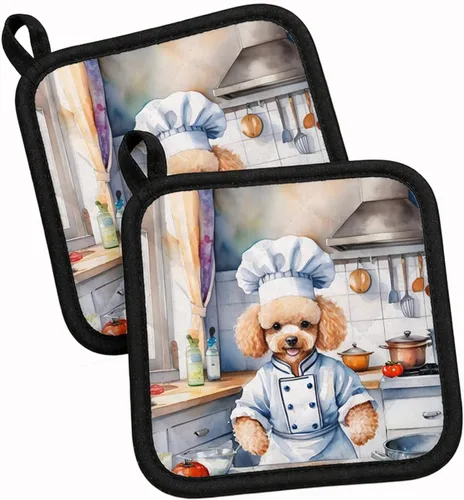 Vista 136 de Caroline's Treasures Coton de Tulear El Chef Par de Agarraderas de Ollas de Cocina Resistentes al Calor Juegos de Agarraderas de Ollas Almohadillas