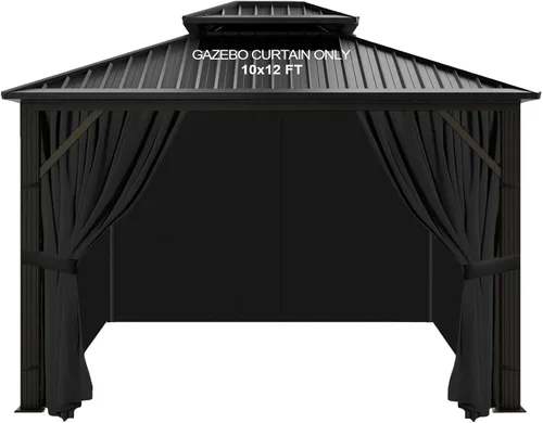 Vista 16 de slashome - Cortinas impermeables para gazebo de 10'x10', para exteriores, negras, universales, de repuesto, 4 paneles, paredes laterales