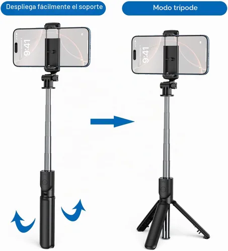Vista 6 de Trípode para selfie, trípode retráctil para selfie stick con control remoto inalámbrico, para fotografía, transmisión en vivo, grabación de video