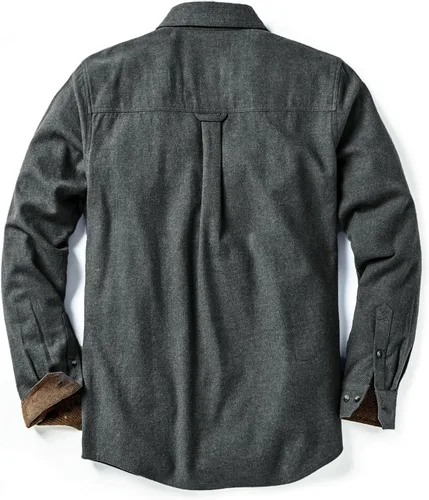 Vista 2 de CQR - Camisa de franela de algodón a cuadros con botones y manga larga para hombre, algodón cepillado suave, camisa de estilo informal
