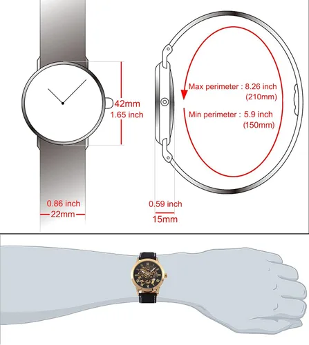 Vista 5 de Carrie Hughes Mens Gold Steampunk Skeleton Mechanical Automatic Watch CH13