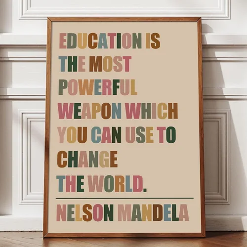 Vista 12 de Arte de pared con texto en inglés «Be the Change You Wish to See in the World», póster motivacional colorido para el aula, arte estético, citas
