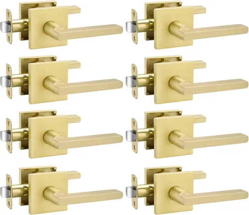 Vista 43 de Goldenwarm Manijas de puerta de oro cepillado para interiores, manijas
