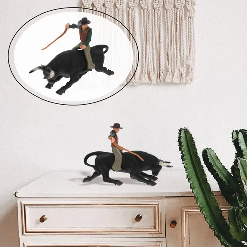 Vista 2 de Toyvian Simulación Western Bull Modelo Adorno Estático Torero Matador Juguete Decoración de Escritorio para Niños Juego Educativo 6.29X4.52X1.57In