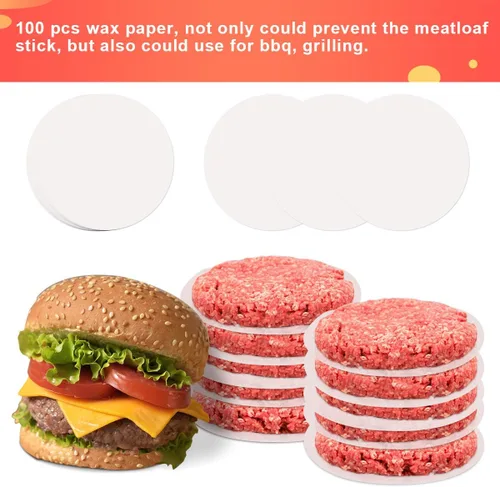 Vista 4 de Luxiv Prensa de hamburguesas 3 en 1, prensa de hamburguesas rellenas con papel de hamburguesa de 100p para barbacoa, deslizadores antiadherentes