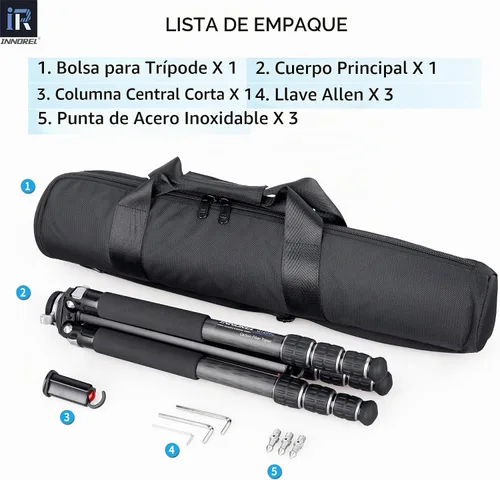 Vista 7 de Trípode de Fibra de Carbono-INNOREL GT284C Trípode Profesional Compacto Portátil para Cámara Digital DSLR Soporte de Cámara de Alta Resistencia