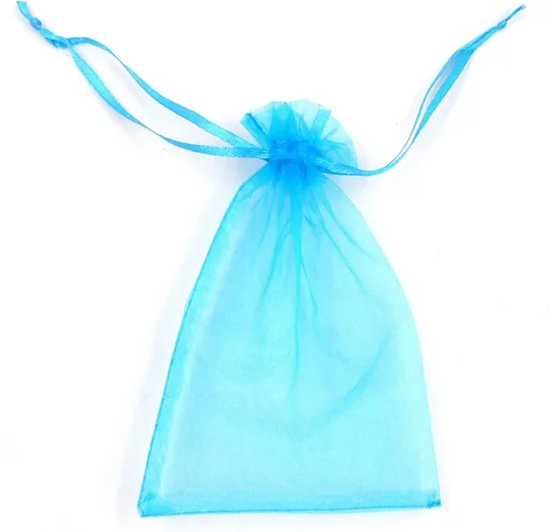 Vista 2 de ATCG 50 bolsas de organza grandes con cordón de 8 x 12 pulgadas, decoración de festivales, bodas, fiestas, bolsas de maquillaje (azul aguamarina)