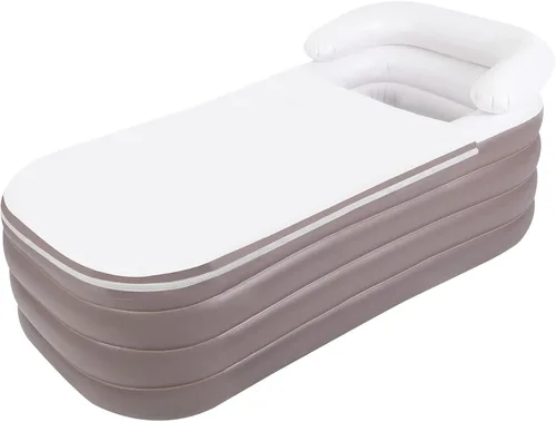 Vista 8 de Bañera inflable para adultos con bomba de aire eléctrica, bañera plegable portátil para interiores o exteriores, bañera inflable independiente
