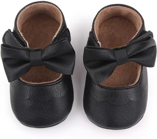 Vista 5 de Infant Baby Girls Mary Jane Shoes Non-Slip Rubber Sole Ballet Slippers Princess Dress Wedding Shoes Newborn Crib Shoes