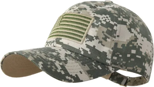 Vista 20 de IIN Gorra de béisbol con bandera estadounidense para hombres y mujeres, de perfil bajo, militar, militar, militar, para papá