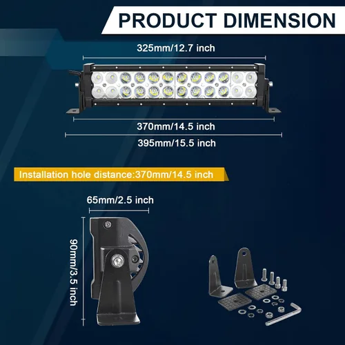 Vista 2 de Willpower 13 en 16 pulgadas 72W Spot Flood Combo LED Barra de luz de trabajo para camión coche ATV SUV 4X4 Jeep Truck lámpara de conducción