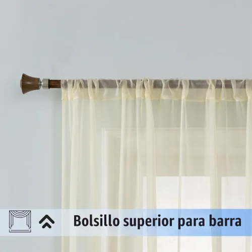 Vista 2 de WPM - Cortinas traslúcidas de color beige de 60 pulgadas de ancho x 95 pulgadas de largo, 2 paneles tratamiento de ventana para sala de estar