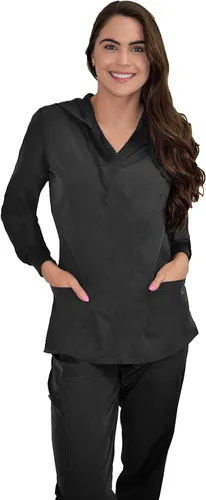 Vista 11 de Green Town Ropa quirúrgica para mujer – Sudadera con capucha, 4 bolsillos, ligera, tela elástica, fácil cuidado