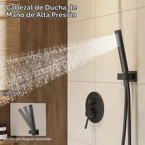 Vista 4 de Gabrylly Sistema de ducha, juego de grifo de ducha montado en la pared de Negro