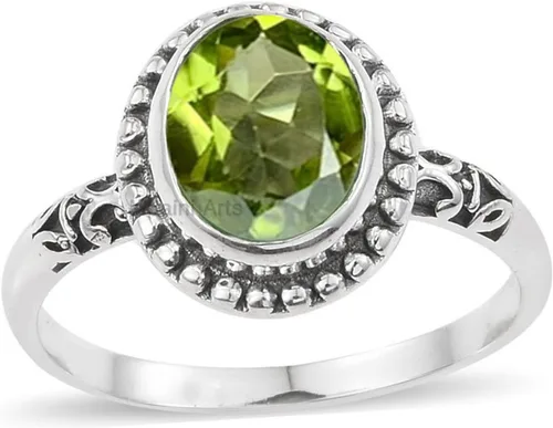 Vista 23 de Anillo de plata de ley 925 para mujer, anillo único de gema ovalada hecho a mano