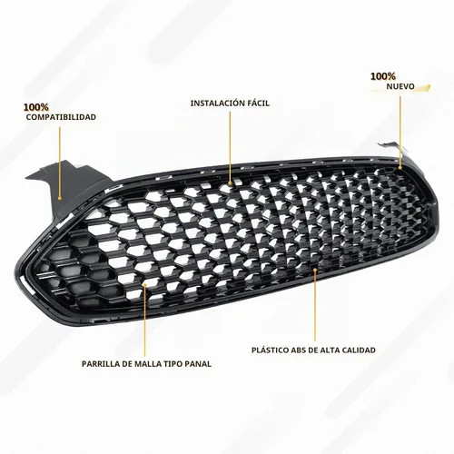 Vista 5 de Parrilla de malla de panal para Ford Fusion 2013, 2014, 2015, 2016, accesorios para Ford Fusion, parachoques delantero, capó superior, repuesto