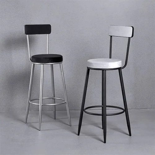 Vista 6 de Taburetes de bar altos, silla de bar creativa, estilo industrial simple con respaldo, taburete alto para el hogar, cocina, restaurante, cafetería