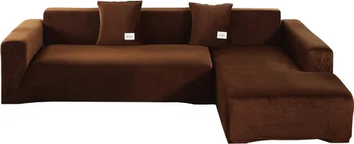 Vista 18 de Fundas de sofá modulares en forma de L, 2 fundas elásticas antideslizantes para sofá de 3 + 3 plazas, funda de sofá con fundas de almohada