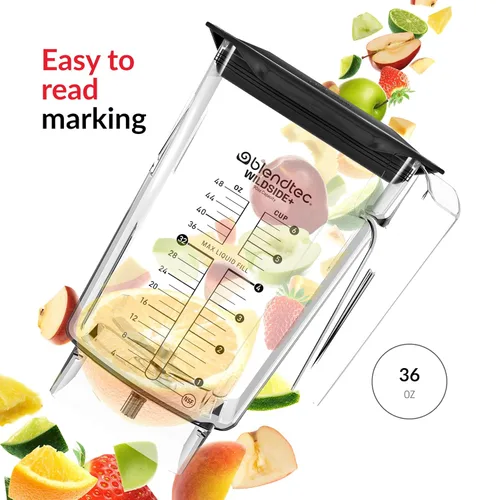 Vista 4 de Blendtec Tarro WildSide de 90 onzas, grado comercial, frasco de repuesto de cinco caras, compatible con Blendtec Blenders, capacidad de mezcla de 36