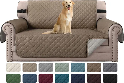 Vista 62 de H.VERSAILTEX Funda de sofá resistente al agua para sofá de 3 cojines, reversible, protector de muebles acolchado con correa elástica, funda de sofá