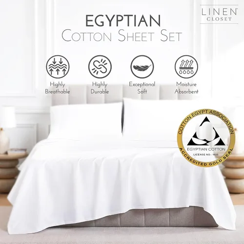 Vista 2 de Linen Closet Juego de sábanas de 1000 hilos de algodón egipcio de 4 piezas, 100% satén de algodón, ropa de cama de lujo con bolsillo profundo de 18