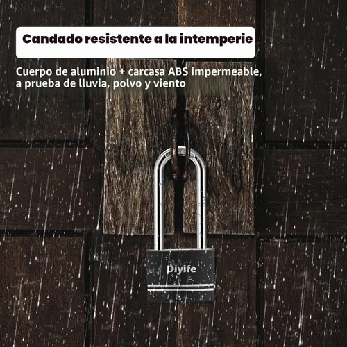 Vista 2 de Diyife [Versión mejorada] Candado de aluminio con llave - Candado de grillete largo impermeable con 2 llaves para escuela, casillero de gimnasio