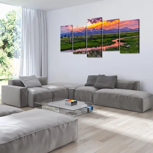 Vista 4 de KREATIVE ARTS - 5 piezas de arte de pared de paisaje de Estados Unidos del Parque Nacional Grand Teton, impresión en lienzo, imagen de naturaleza