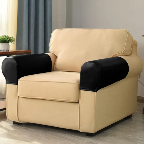 Vista 4 de vctops Fundas impermeables para reposabrazos de cuero sintético de PU, fundas elásticas vintage para brazos de sillas, sofá, sillón, fundas