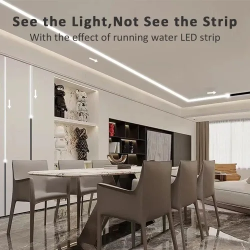 Vista 7 de Paquete de 6 canales de aluminio LED en forma de U de 3.3 pies con cubierta negra, tapas de extremo y clips de montaje, perfil de aluminio