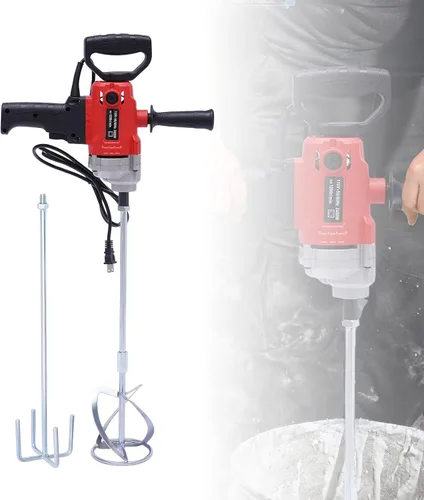 Vista 10 de Mezclador de hormigón de mano de 2100 W, mezclador de barro de cemento de mano, máquina mezcladora de mortero de pintura de yeso de yeso eléctrico